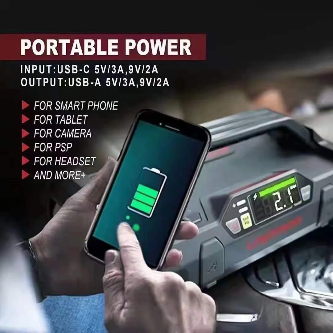 Умный автомобиль скачок стартер 12V 2000A 20000mAh батареи аварийного питания с 180 дней в режиме ожидания банка авто усилитель измерения напряжения воздуха