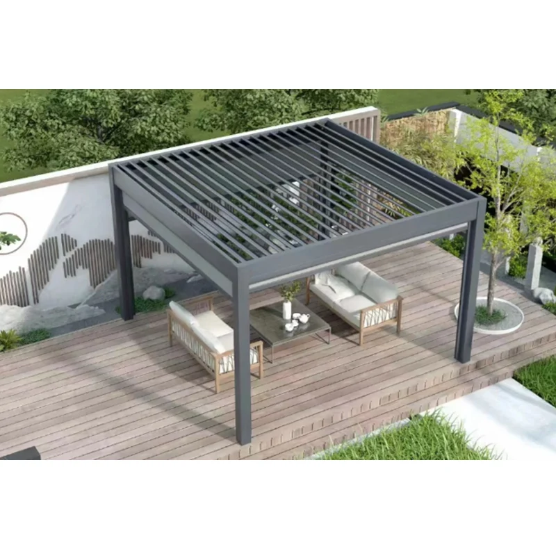 Modern Automatic Patio Gazebo Opening Louvred Roof aluminium pergola