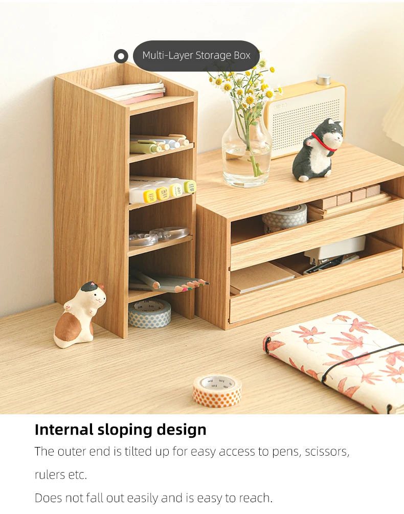 Shimoyama New Luxury Laminated Wood Storage Box Case For Desktop