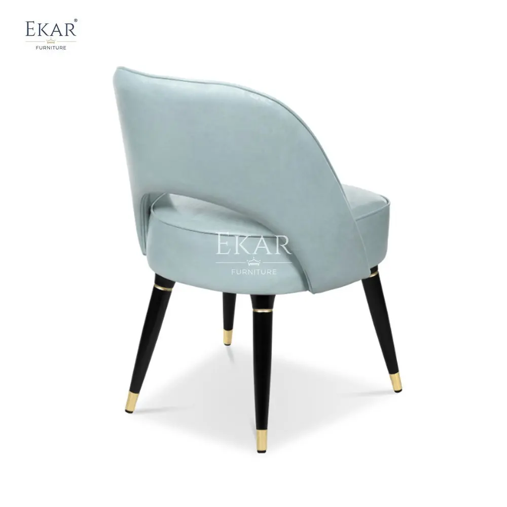 product modern style dining chair matte black baking finish frame stainless steel champagne gold caps glass fiber backrest leather entry-66