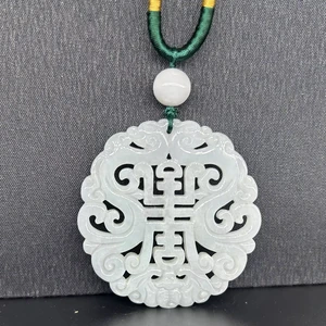Chinese Jade Carving Dragon Pattern White Jade Pendant Amulet Mythical Animal Necklace Pendant Jewelry