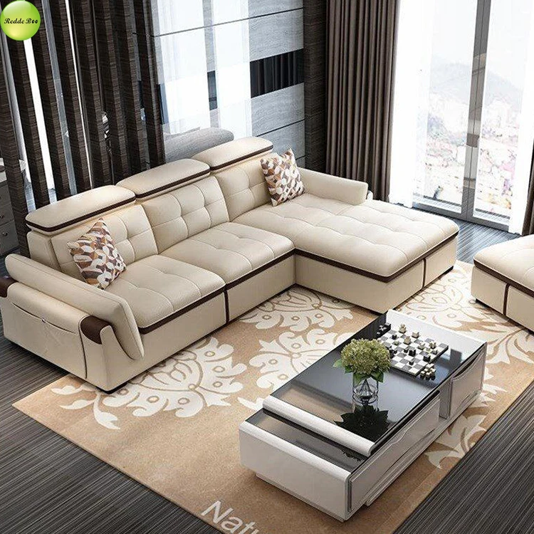 Contemporary Living Room L Shaped Sofa Sets And Leather Italian Style ...