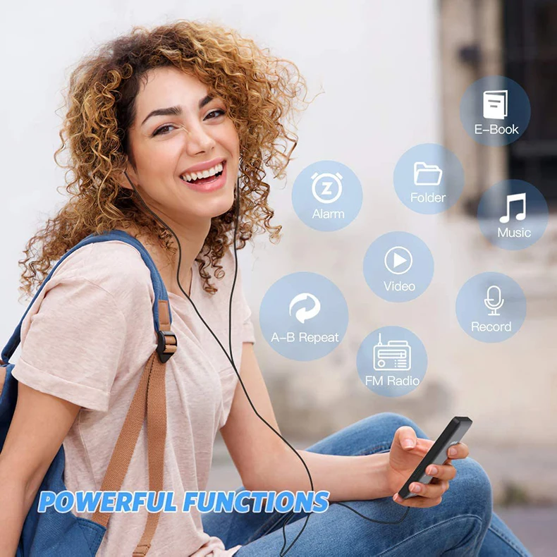 High Quality Portable BT MP3 MP4 Push Button Student Listening Music Player E-book Playback white speakers