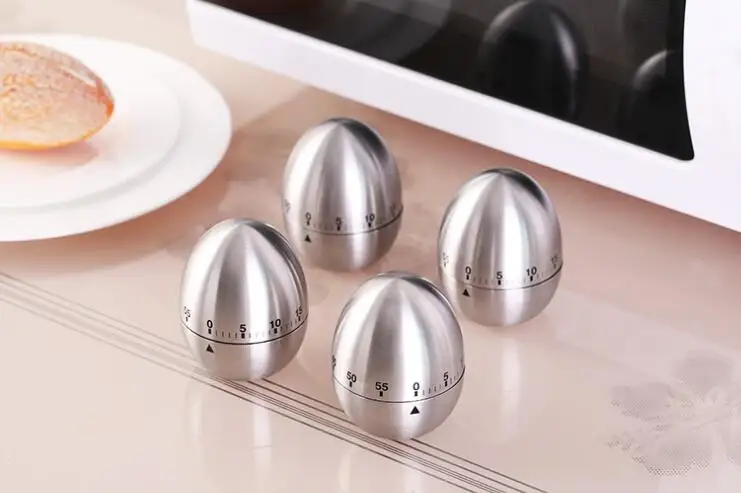 Egg Shaped Stainless Steel Mechanical Twist Timer Kitchen Timer Cooking Tools Mechanical Dial Timer