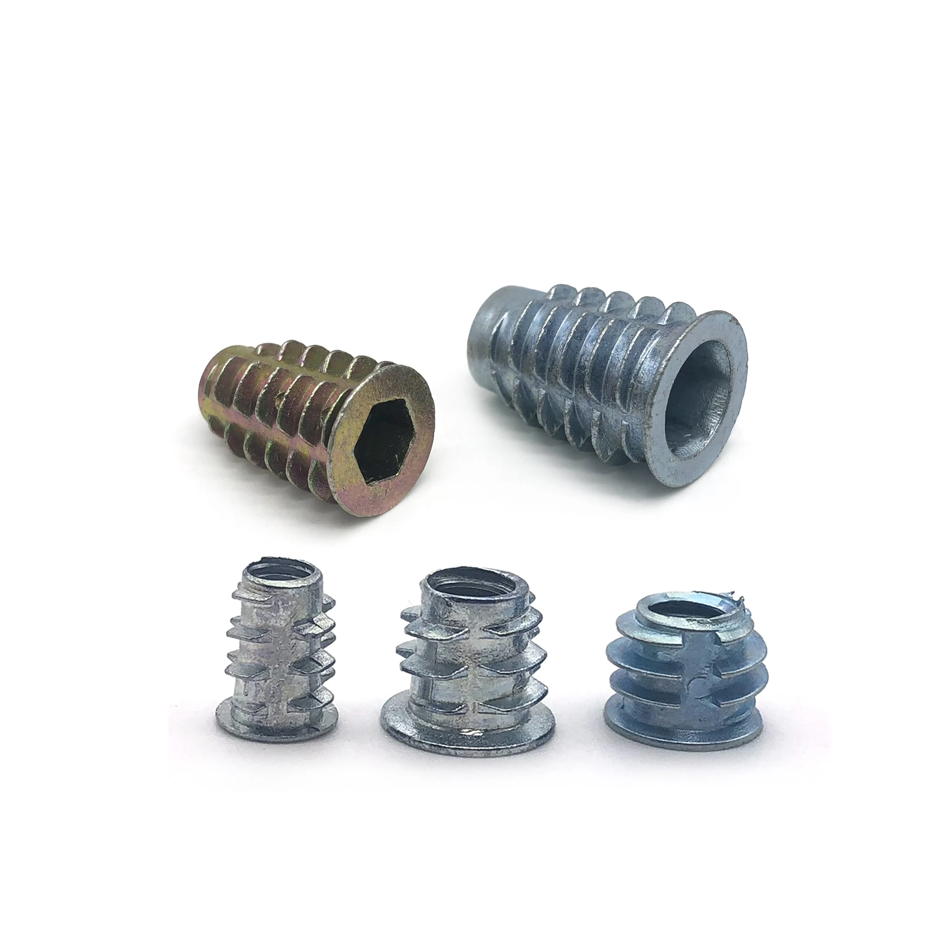Zinc lated steel insert nut m6 m7 m8 for wooden,zinc alloy insert nut thread for wood furniture