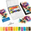 ชุดสีน้ำแบบทึบ 12 สี - ดอกโบตั๋น