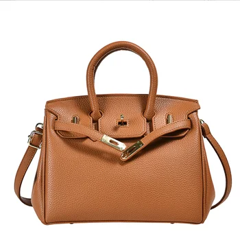 Haoen Luxury Litchi Texture Ladies Large Tote Bags Classic Design PU Leather Satchel Handbag Messenger Work Bags For Women