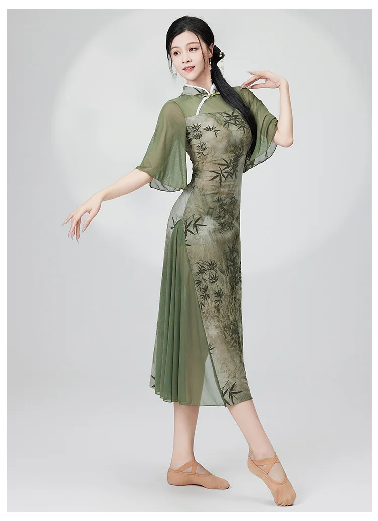 Elegant High Openings Thin Yarn Flying Sleeves Chinese Style Evening Cheongsam Long Dress