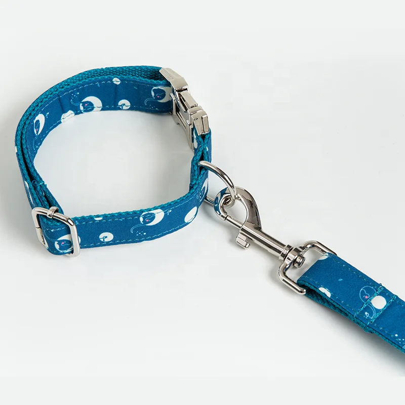 2022 NEW Dog Collars Leash Set Custom logo Brand Dog Collar Leash Printing Luxury Cute Designs Dog Leash Ribbon Collar