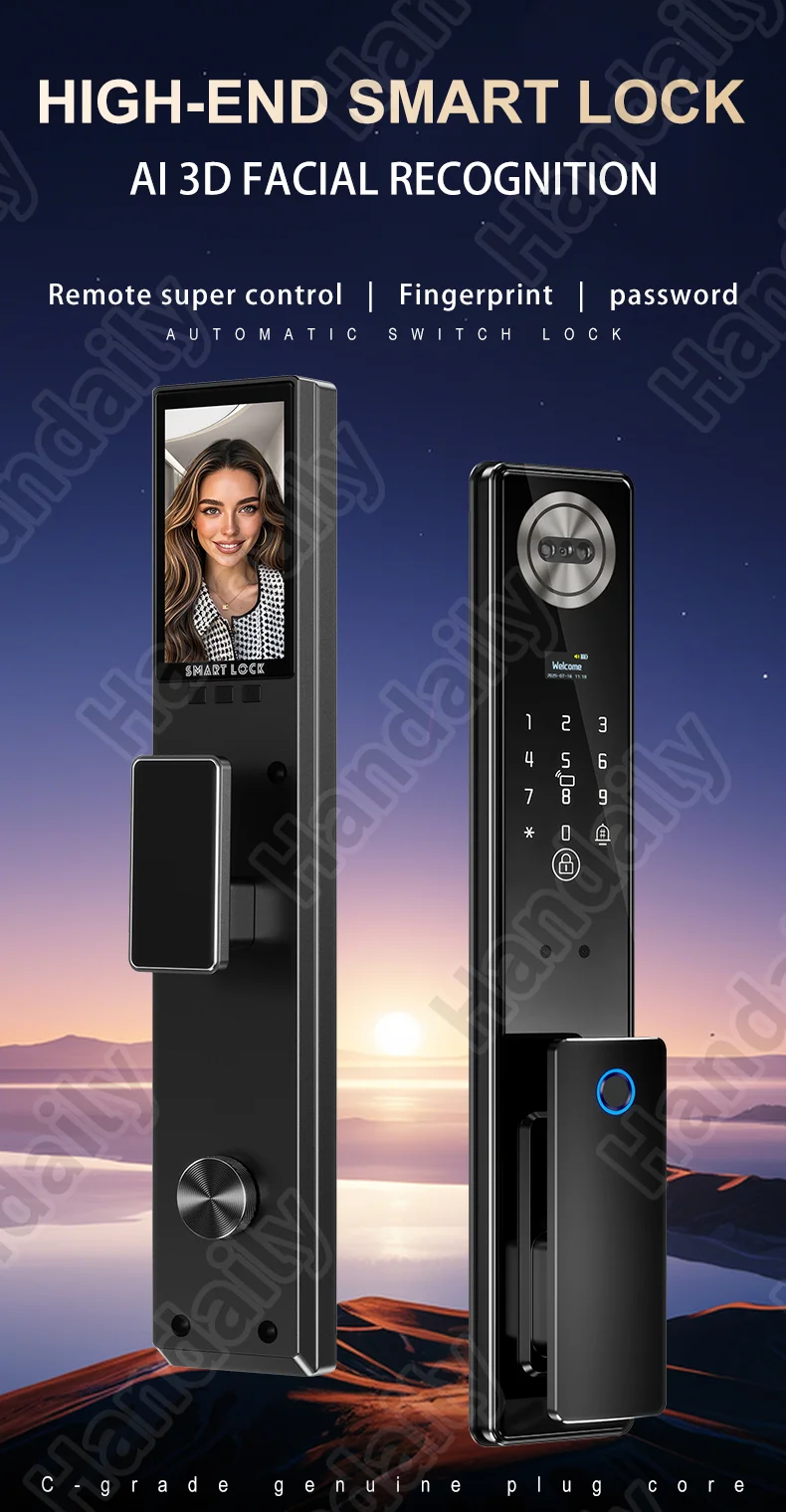 handaily palm face recognition door lock for home fingerprint tuya app remote control video intercom smart lock multi language c11-0