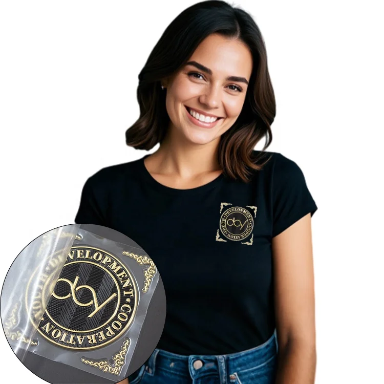 Luxury Custom Brand Golden Logo Embossed TPU Garment Labels for Clothing