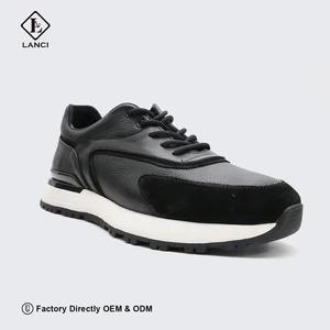 LANCI Odm Shoe Manufacturer for Handmade Custom Men Shoes Men's Luxury Sneakers Full Grain Leather and Suede with Custom logo on