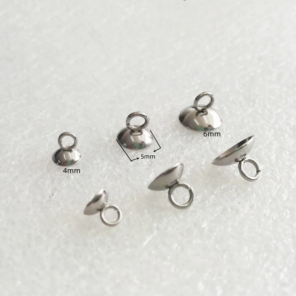 6mm Stainless Steel Beads End Caps Clasp Pendant Charms Connectors Ornament  Bead Caps for DIY Jewelry Making Findings