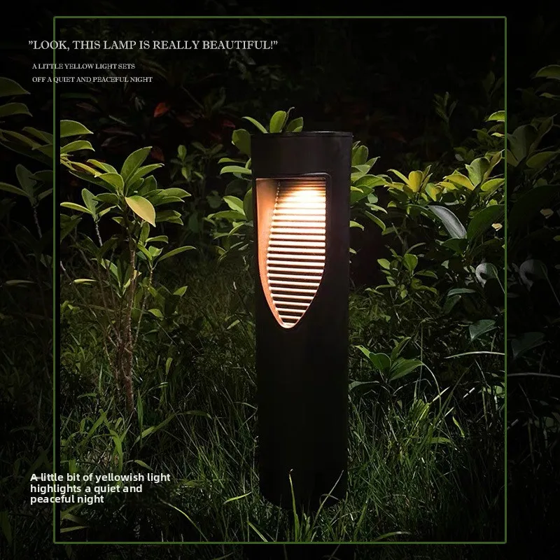 Außen Solar-LED Zylinder Rasenlampe Wetterfest Wohnraum Park Atmosphärenbeleuchtung für Garten Innenhof Straße und Schattenbeleuchtung