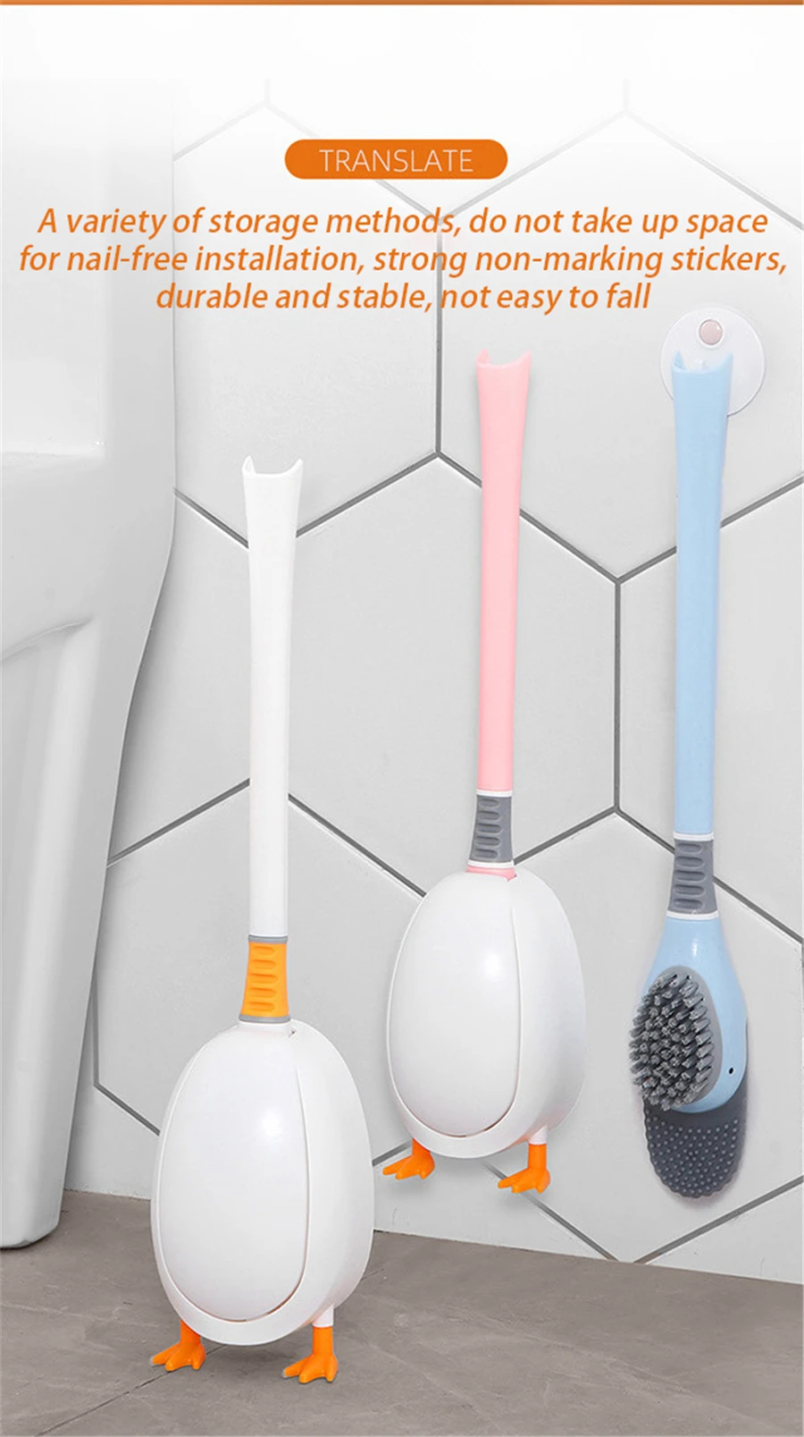 New Hot Sale Duck Silicone Toilet Brush WC  Bathroom Accessories No Dead Corners Household Wash Cleaning Soft Bristle Artifact