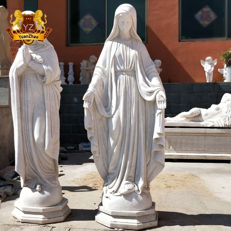 研磨大理石像像カトリック等身大祈り聖母マリア像石彫り大理石聖母