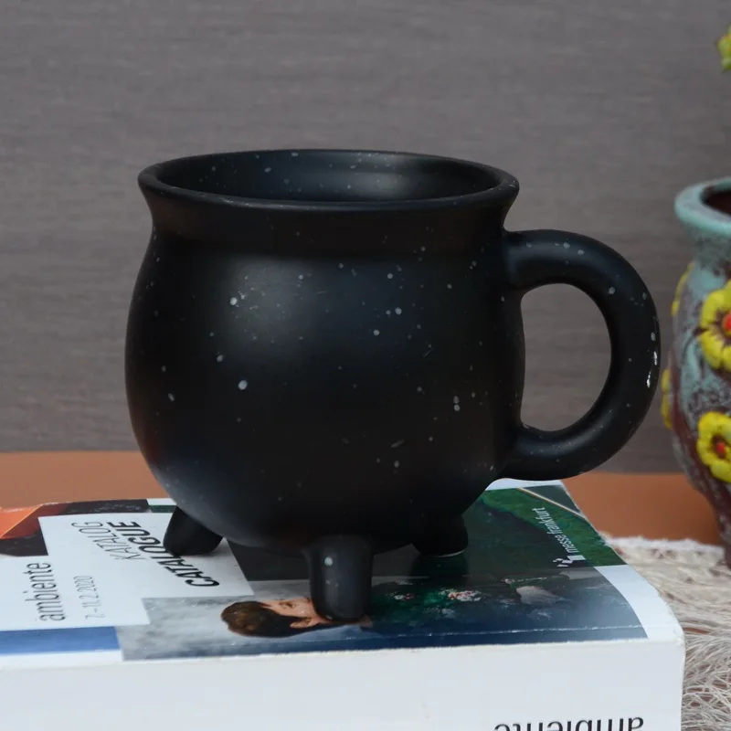 Giftware Witches Brew Ceramic Cup Witch Cauldron Coffee Mug Tea Mugs Minimalist Handmade Party White and Black for 1 Users 48pcs