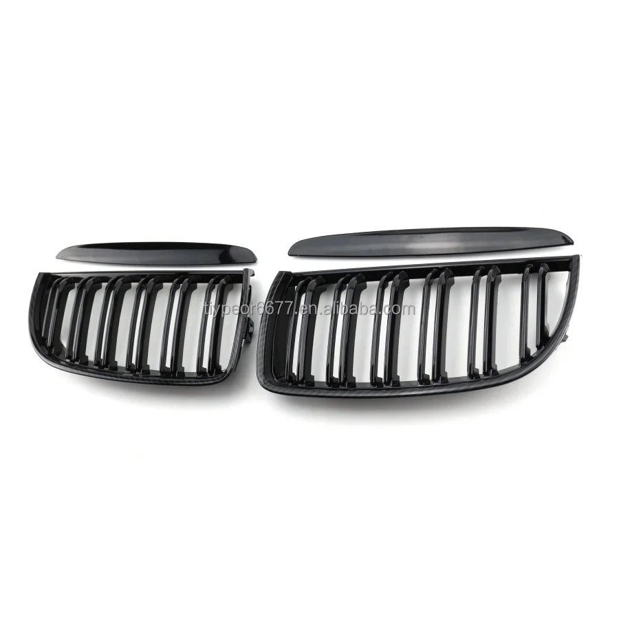 product tiypeor two slat front hood kidney grill car grille for bmw e90 e91 3 series 2005 2006 2007 2008 carbon matte black-8