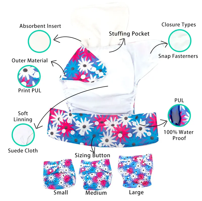 Babyshow WHOLESALE Hotsell Monkey Pattern Reusable Comfortable Washable Cloth Diapers Adjustable Custom Diapers Nappies