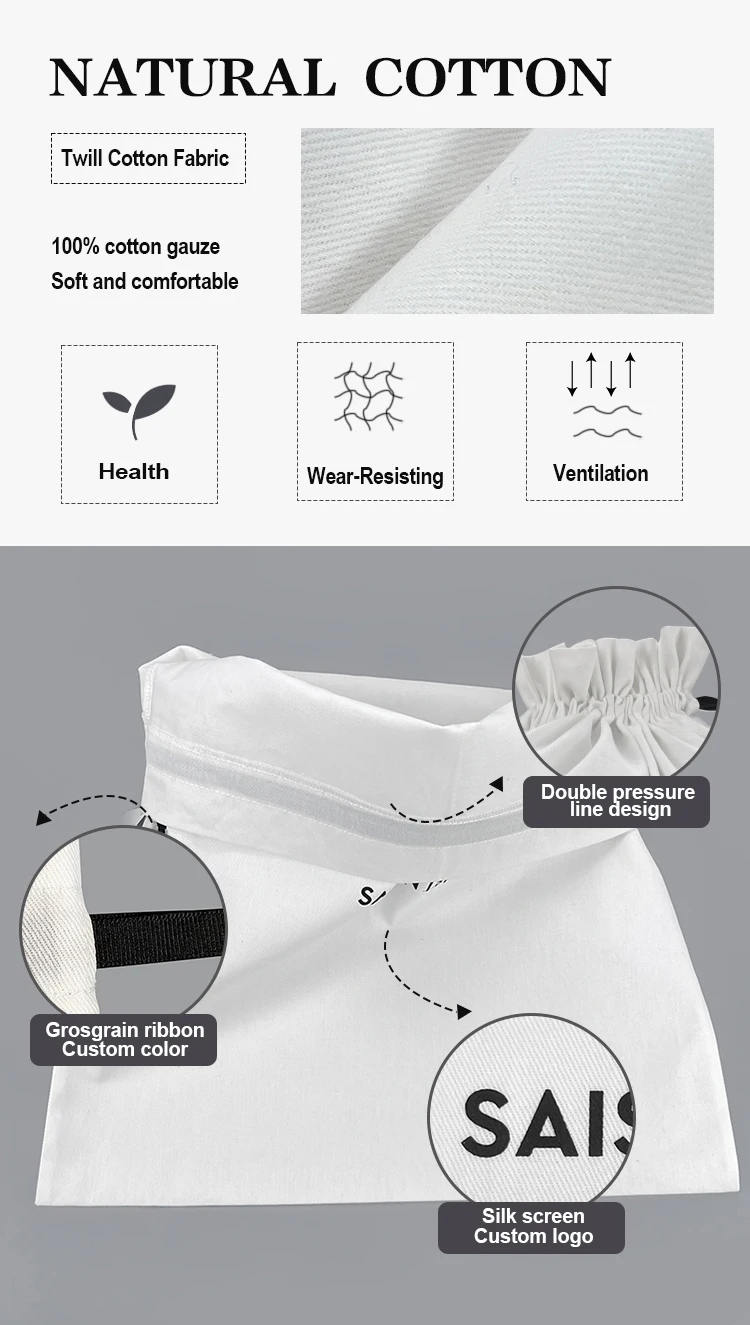 Yile Sa8000 Custom Logo Packaging Cotton Pouch Reusable Eco-friendly ...