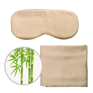 Luxury Stretch-Knit Bamboo Light Blocking Sleep Masks Gift Set Solid Pattern Home/hotel Use with Pillowcase and Travel Pillow