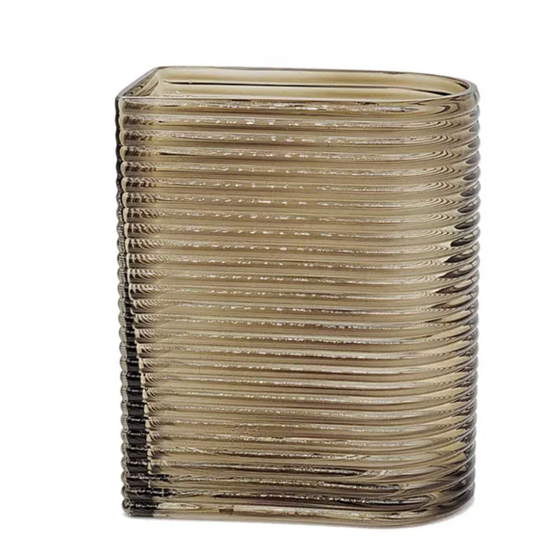 Horizontal Striped Rectangular  Glass Vase