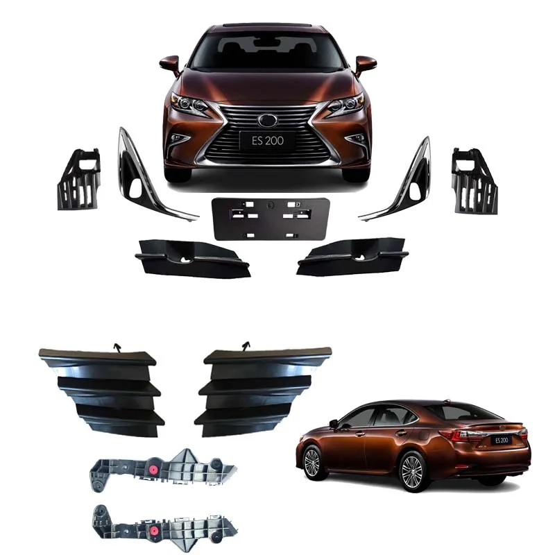 product saivis auto parts car body kit fog lamp assy radar hold cover rear bumper for lexus es200 2015 2017-35