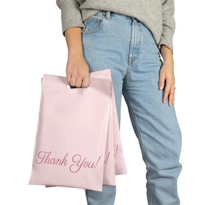 Mailing Bags Custom Logo Biodegradable Thank You Bags Self Adhesive Small Business Shipping Mailing Bags With Handle