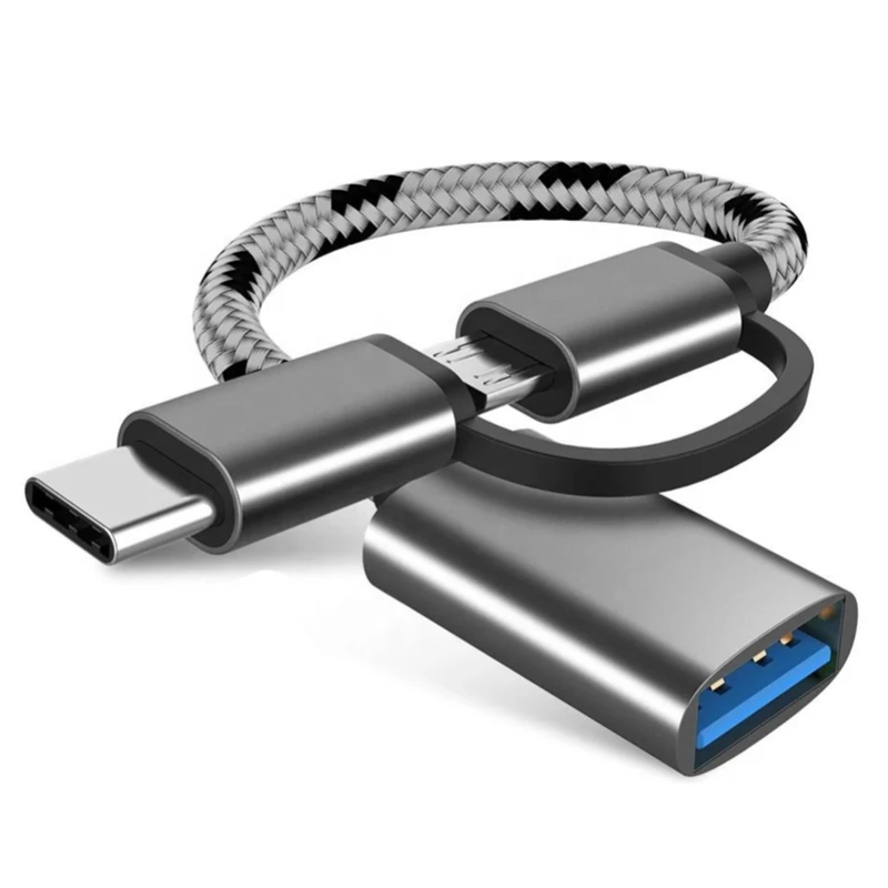 USB OTG Adapter Type C Micro USB to USB Converter Cable 2 in 1 Earphone & Android Cable Nylon for Printer Use