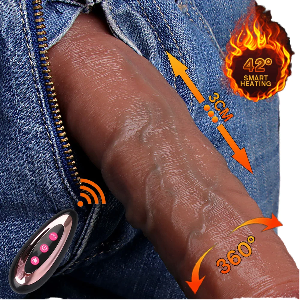 Realistic Remote Control Heating 4 in 1 Huge Big Black Cock Silicone Dildo XXL Vibrator Sex Sex Toy for Women