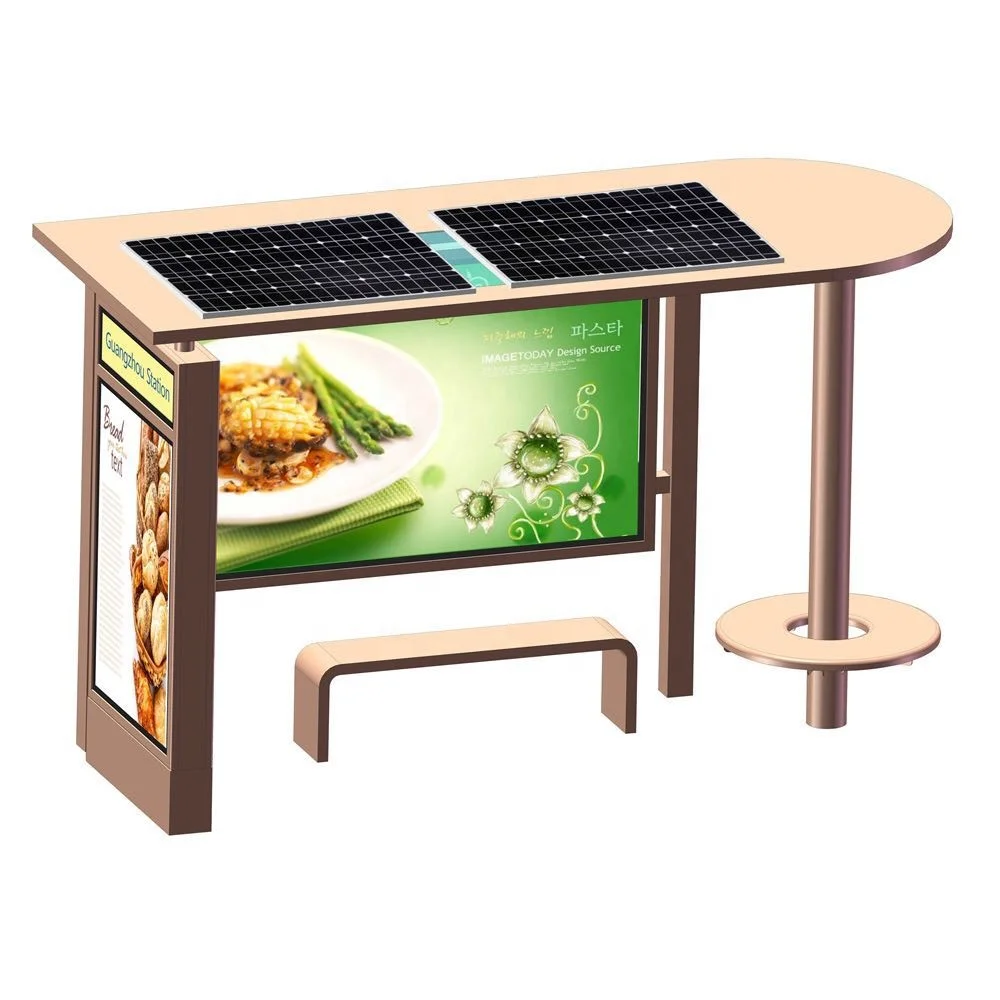 Intelligent Public Transportation System Solar Bus Shelter and Stainless Steel Metal Smart Bus Stop Design