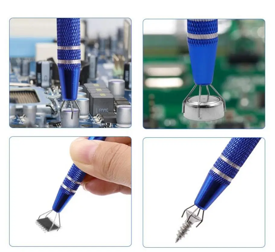 Prong Grabber Tool Pick up Tool with 4 Prongs IC Chips Electronic Component Gems Pickup Holder Claw Tweezers for Small Parts