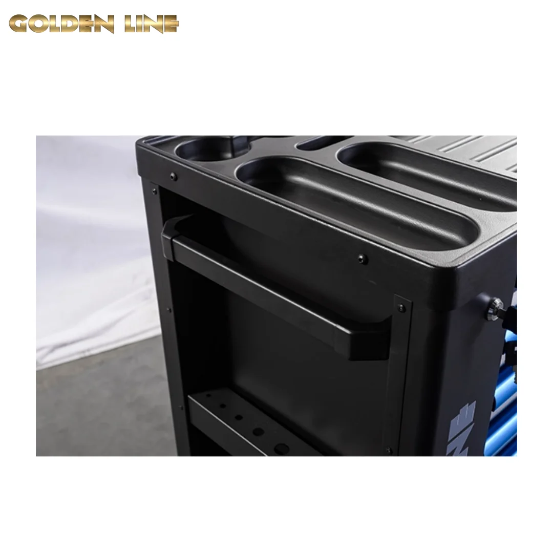 Goldenline 7 Drawers Metal Tool Box Roller Cabinet with Hand Tool Sets Steel Rolling Tool Trolley