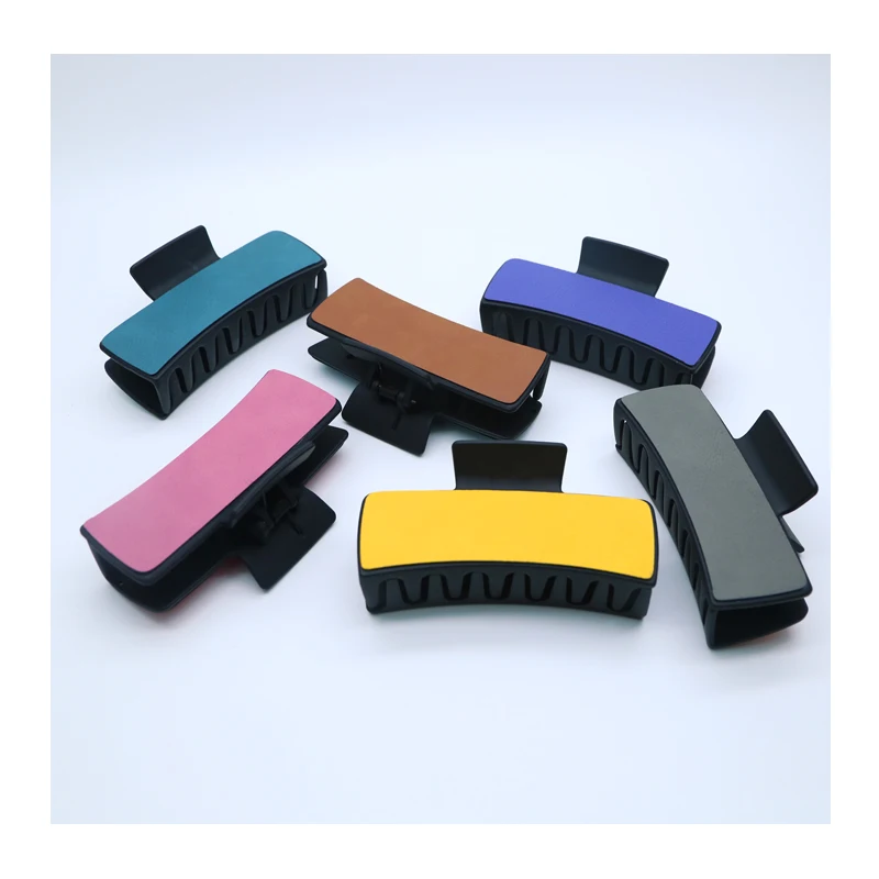 Laserable Leatherette hair claw clip plastic customized printing hair claw clip blanks