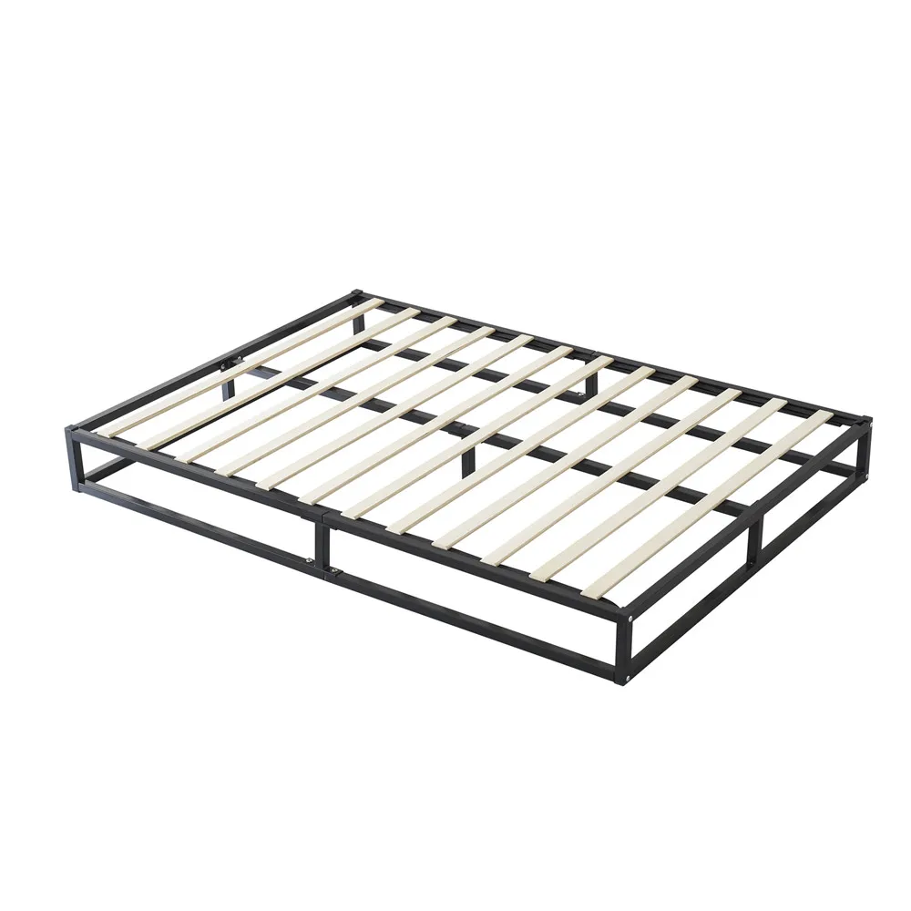 Premium Quality Wooden Slat Metal Bed Frame Mattress Foundation Stable