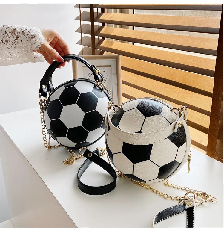 Hot Selling Cheap Mini Women Custom Logo Round Shape Handbag Foot Ball  Purse Football Bags Handbags