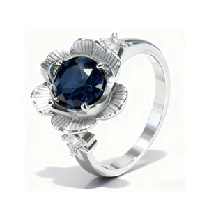 Luxury Moissanite Jewelry Blue Stone Cluster Round D Color 1 Ct Diamond Engagement Moissanite Rings
