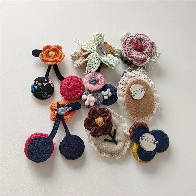 Korean Embroidery Knit Cotton And Linen Pin Flower Brooch Girl Lady  Handmade Dress Decoration - Buy Korean Embroidery Knit Cotton And Linen Pin  Flower Brooch Girl Lady Handmade Dress Decoration Product on
