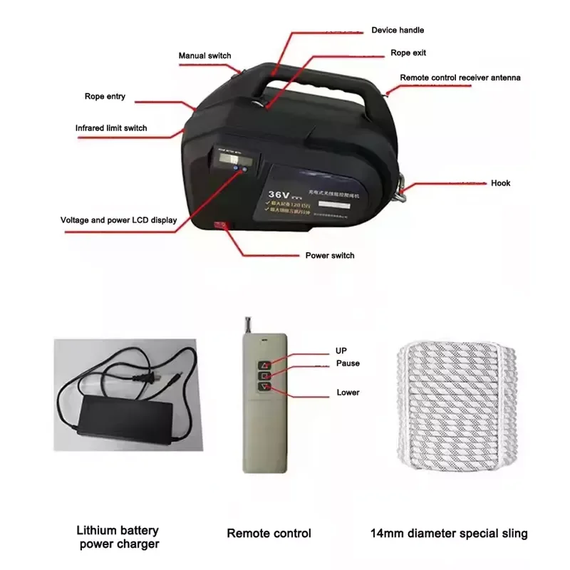 Portable Lifting Tool Electric Winch Hoist Building Rope Climbing