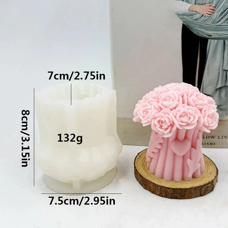 3D Silicone Mold for DIY Aromatherapy Candle Cake Tools-Rose Bouquet Plaster Gift Decoration Ornament in Plant Shape supplier