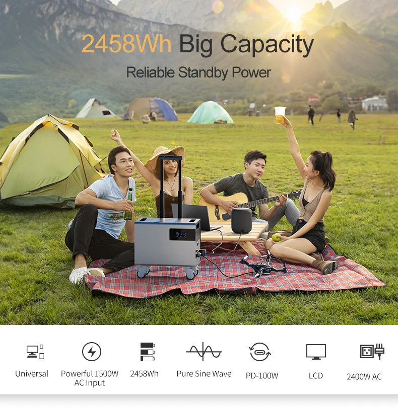 2400w Portable Stackable Energy Storage Solar Generator Power Station ...