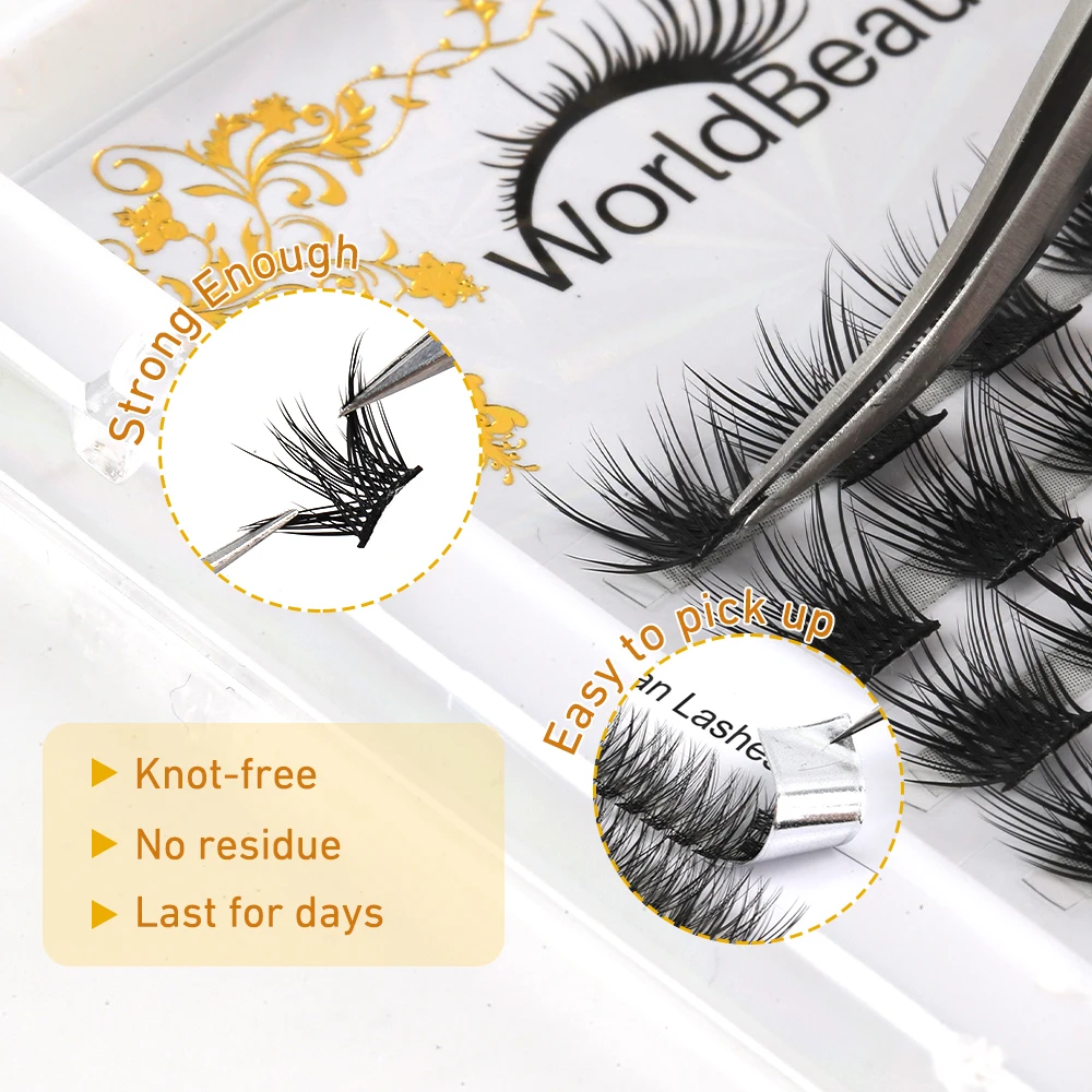 Worldbeauty D C Curl Diy Lash Cluster Eyelash Glue Based Volume Fluffy 3d Faux Mink Diy Cluster 5267