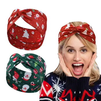 Wholesale Nurse Accessories Christmas Elastic Wide Edge Hairband Holiday Gift Print Headband Hair Jewelry Accessories