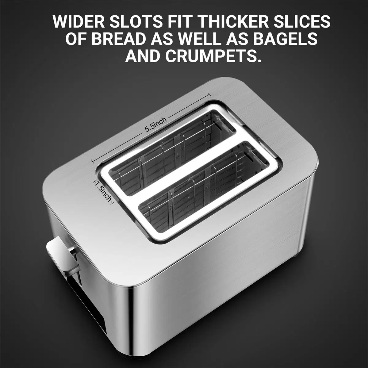 Тостеры из нержавеющей стали с сенсорным экраном, многофункциональный электрический тостер для хлеба на 2 ломтика, в стиле ретро, тостер с длинным слотом