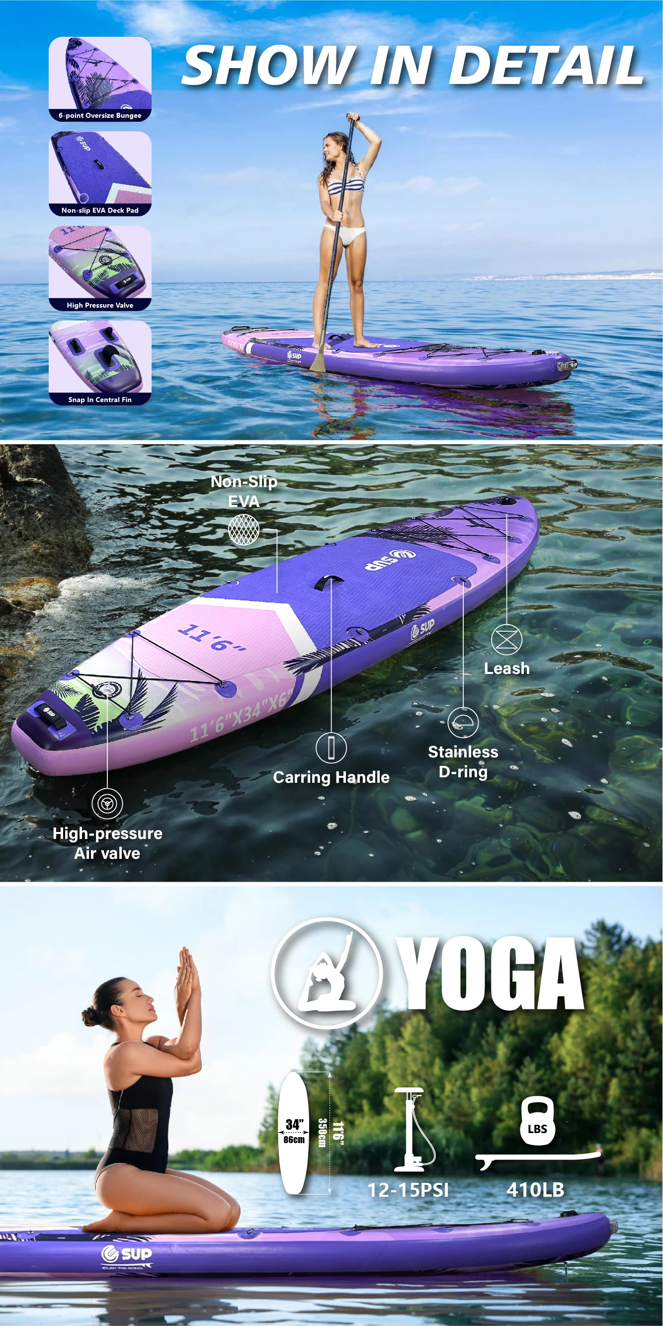 Esup 11 Feet 6 Inch Stand Up Paddle Board Paddleboard Inflatable With ...