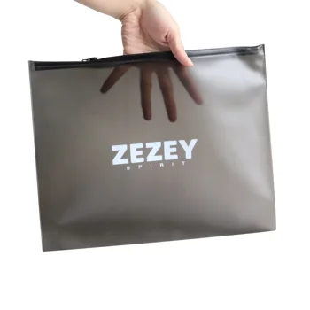 Eco-friendly Resealable Custom Logo frosted black pvc Packaging Bags Zip Lock For hoodies packaging