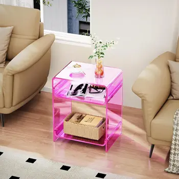 Modern hoogglans nachtkastje, bijzettafel met 3-laags opbergruimte, slijtvast dressoir voor slaapkamer, kast, hal, kinderkamer, 35x35x54cm/40x40x54cm (Kleur: Zwart, Maat: W35CM