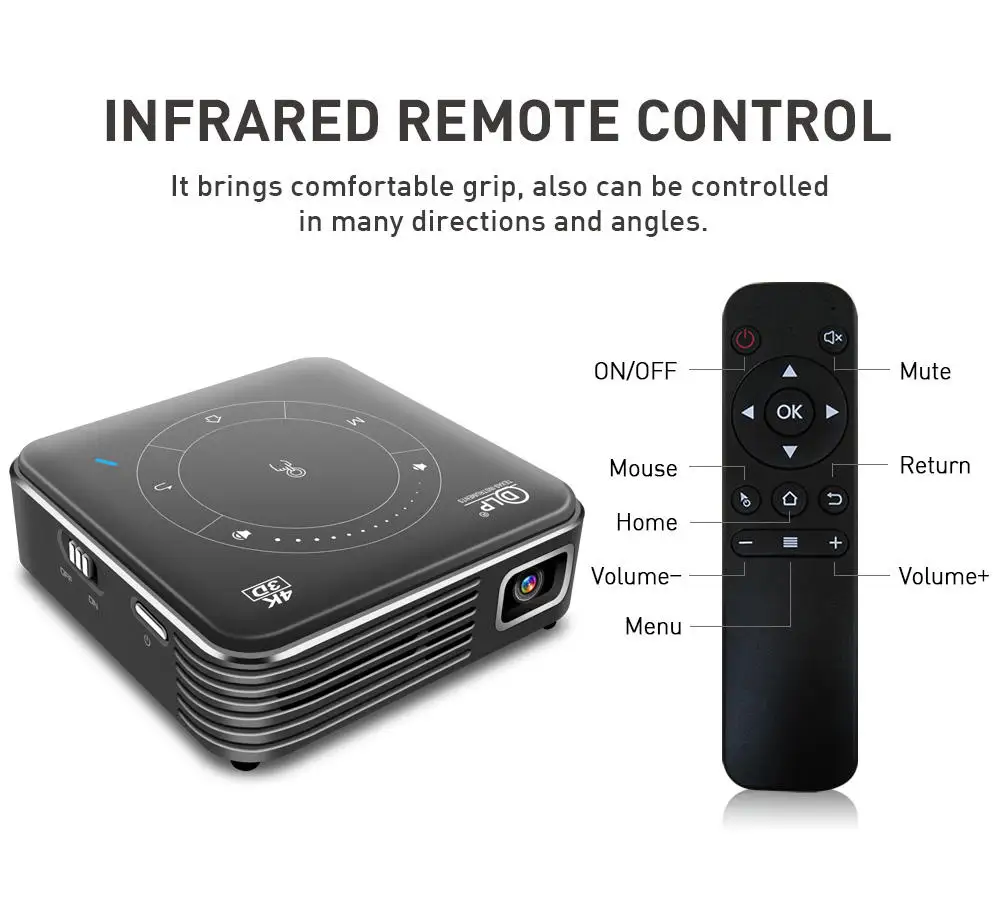 P114+32GB Projector - Portable 4K DLP Mini 3D Smart Micro Projector