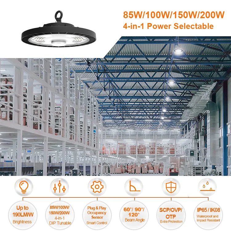 Fin Led Hs Code 9405409000 Solar Ufo Foshan Light 200w High Bay