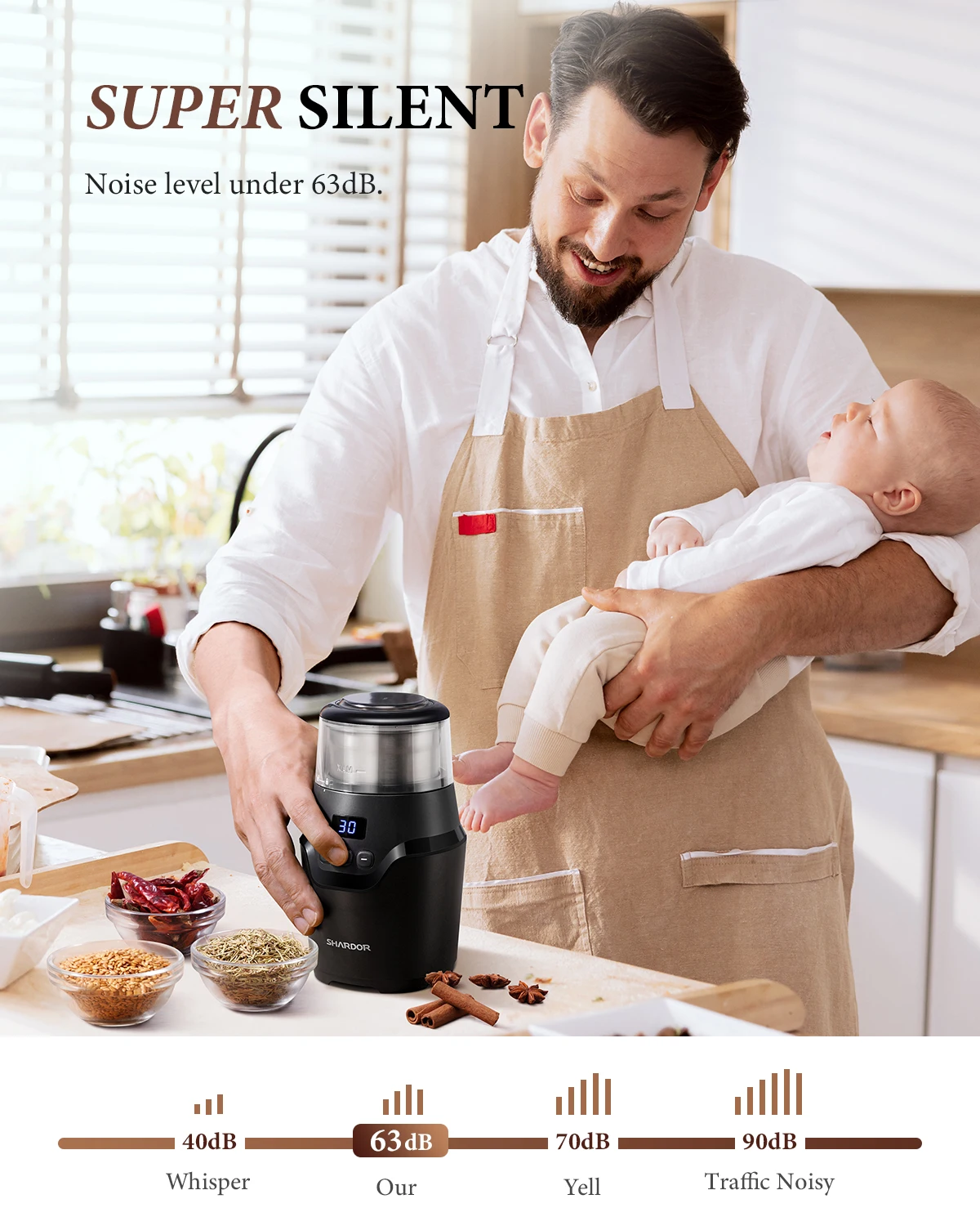 Adjustable Grind Setting Timer Automatic Mill  Electric Conical Blades Coffee Bean Grinder Stainless Steel Electric